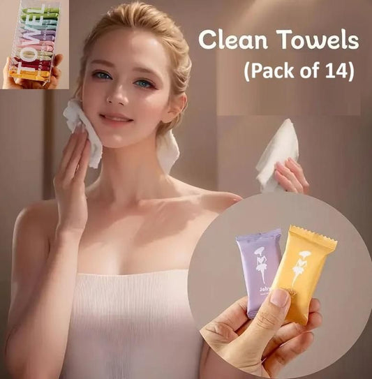 Compressed Disposable Washable Cloth Towel Tablets (Pack of 14pc)